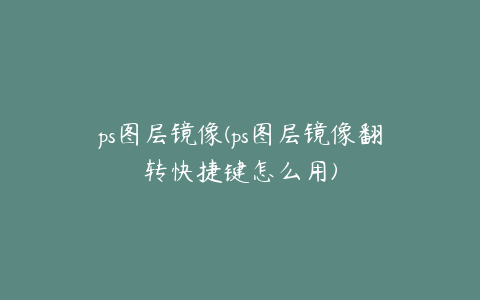 ps图层镜像(ps图层镜像翻转快捷键怎么用)