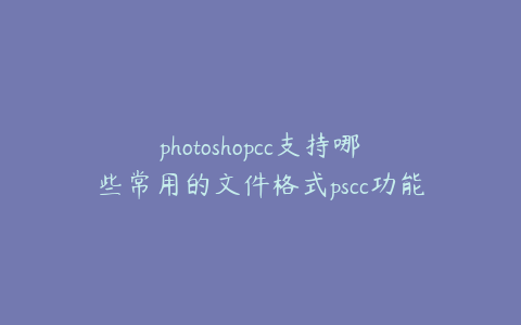photoshopcc支持哪些常用的文件格式pscc功能
