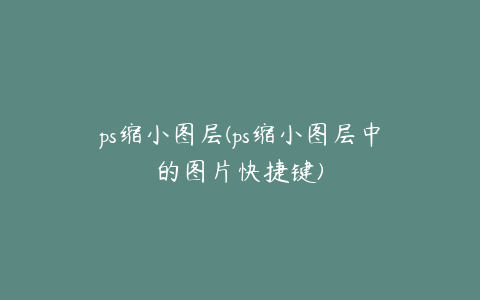 ps缩小图层(ps缩小图层中的图片快捷键)