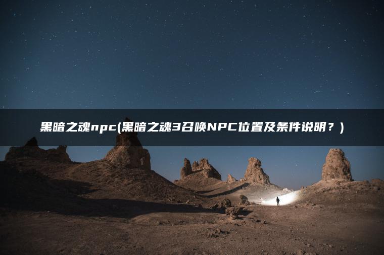 黑暗之魂npc(黑暗之魂3召唤NPC位置及条件说明？)